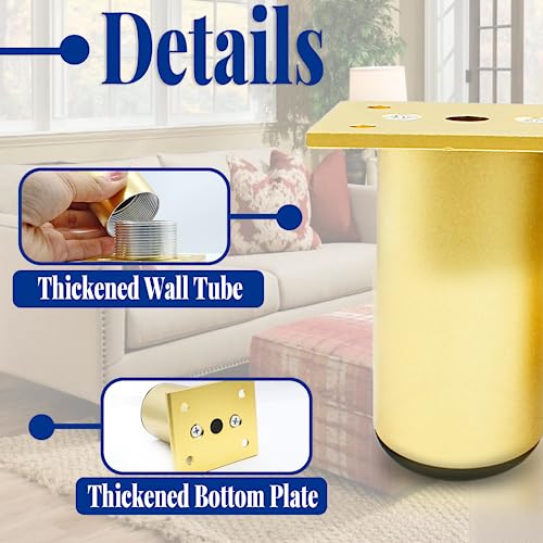 4-Pack Adjustable Aluminum Alloy Furniture Legs 2.36" Height Gold - color: Gold, size: 2.36 Inch