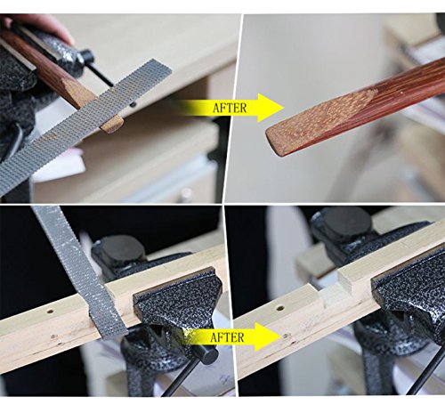 8" Wood Rasp File Set with Rubber Grip - Includes Hand Cut Round, Half-Round, and Flat Rasp File Kit - Curved and Flat Tools(3 Pcs) - size: 8 inch Wood rasp