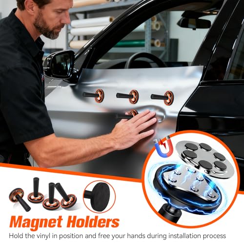 WRAPXPERT Car Wrap Tool Kit Vehicle Vinyl Wrap Kits Include Felt Squeegee for Vinyl, Wrapping Knife, Micro Squeegee, Magnet Holders, Towel, Gloves for Car Wrapping Window Film Application - color: 21-in-1 Set