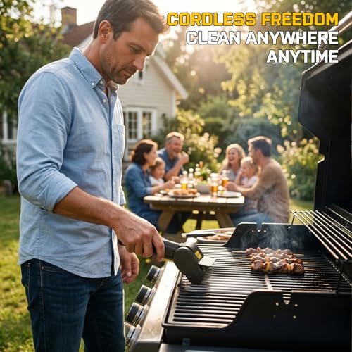 SOARFLY Electric Grill Brush for Outdoor, 600RPM Cordless BBQ Grill Cleaner