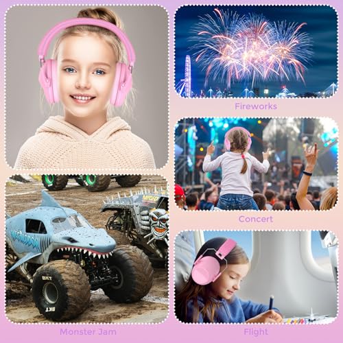 ProCase Kids Noise Cancelling Headphones Ear Hearing Protection, Pink - color: Light Pink