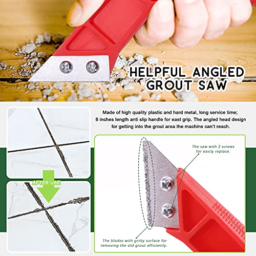 Keadic 22 Pcs Grout Removal Tool Set Contains Grout Saw Knife, Grouts Hand Saw with 8'' Diamond Surface Blades, Tile Joint Cleaning Brush, Caulking Edge Tool Grout Cleaner for Joints Seams Corner