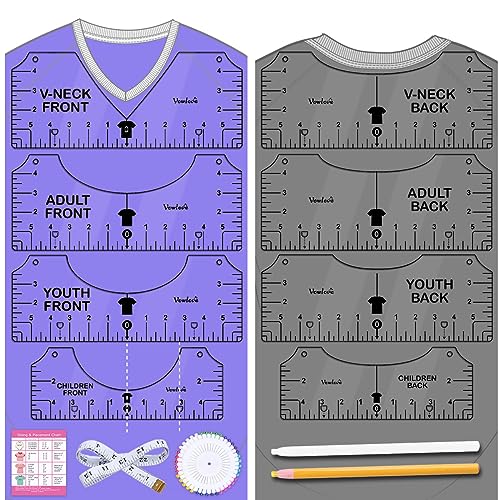 Vowlove T-Shirt Alignment Ruler for Shirt Measurement and Design Placement - color: 02 Transparent