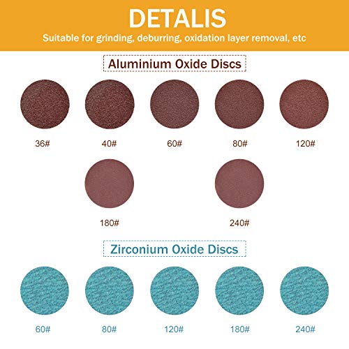 VIGRUE 80PCS 2 Inch Sanding Discs Set, Die Grinder Pad for Drill Die Grinder Accessories with 1/4" Shank Holder for Grind Polish Burr Finish Rust Paint Removal, Quick Change Discs