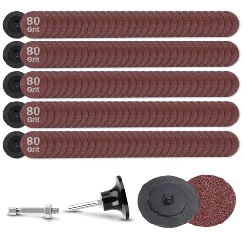 150Pcs 2 inch R-Type Quick Change Aluminum Oxide Surface Conditioning Sanding Discs Set 80 Grit with Adapter & Backing Pad - style: 80 Grit