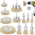Wire Brush for Drill Set, 12Pcs Cup, Wheel & End Brush Kit with 1/4” Shank | Brass Coated Drill Brush Attachments for Rust Removal, Stripping, and Abrasive
