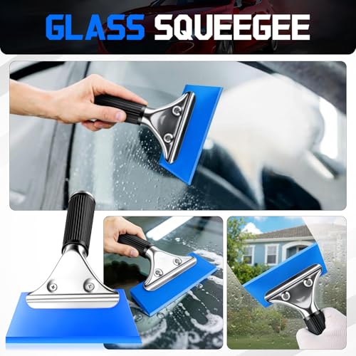 SINGARO Car WindowTint Kit, 9PCS Vehicle Glass Protective Film Wrapping Installation Set, Auto Vinyl Wrap Tinting Tools Included Vinyl Squeegee, Felt Squeegee, Cutter with Replacement Blades - color: 9pc