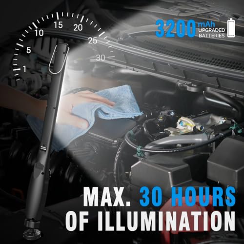 DR.PREPARE LED Work Light, 700 Lumens Rechargeable, Cordless Portable Magnetic COB LED Inspection Light for Car Repair, Home, Garage, Emergency, 2 pack, Black - color: White Light 2 Pack