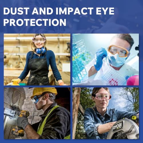 Anti Fog Safety Goggles Over Glasses 2 Pack, ANSI Z87.1 Certified | Eye Protection, Chemistry Lab Work & Industrial Use, Wide Vision Clear Lens, Extreme Impact Resistance, Adjustable Strap - color: 2/Pink