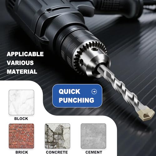 3 Pack 1/8"(3mm) Hex Shank Hammer Drill Masonry Drill Bits, 4.3" Length - size: 1/8" x 4.3" ( 3x110mm ), style: 3 Pieces