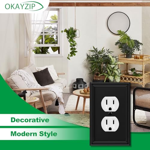 Matte Black Decorative Outlet Covers Wall Plates - 4 Pack - size: 1 Duplex 4 Pack