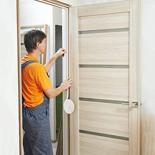 CloudBuyer Door & Window Weather Stripping, Soundproof Insulation Seal Strip with Self-Adhesive Rubber Collision Protection, 16.5 Ft (White) - color: White, size: 16.5Ft