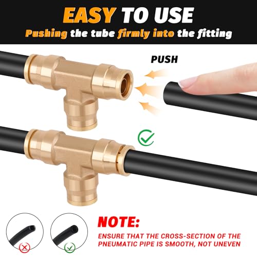 Brass DOT 1/2" Tee Union Quick Push to Connect Air Brake Fitting - color: DOT Union Tee, size: 1/2" Od