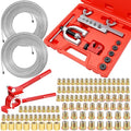 smseace 3/16 Inch+3/16 Inch Brake Line Flaring Tool Kit Include 25 FT Zinc-Plated Brake Line Kit with 94pcs Fittings,8pcs Union,Tubing Bender,Double & Single Flare Tool,Cutter - color: Silver-B, size: 3/16inch+3/16inch