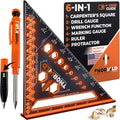 THORVALD 6-in-1 Carpenter Square 7 inch (1/16" Precision) T Square Multi-Purpose Carpenter Tools : Wrench, Square, Protractor, Ruler, Marking Gauge, Drill Gauge, Includes 2-in-1 Carpentry Pencil - color: 1 Square + 1 Pencil