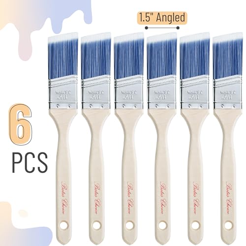 Bates 1.5-Inch Paint Brushes, 18 Pack - Treated Wood Handle, Stain & Wall Brushes, Furniture Paint Brush - color: Wood Handle Angle, size: 18 Pack, 1.5"