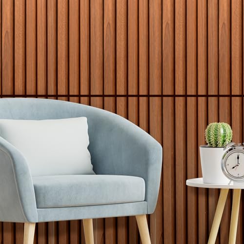 Art3d 48 x 6 Inch WPC Wood Slat Wall Panels, 3D Wall Accents, 16-Pack, Teak | Real Wood Grain, Durable, Water Resistant, Wear-Resistant, No Emission, Eco-Friendly, Easy to Care, for Living Room, Bedroom - color: Teak, size: 48" * 6"