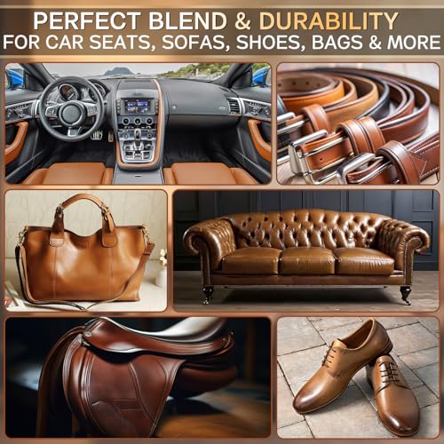 Vigorder Brown Leather Repair Kit for Furniture, Leather Couch Repair Kit for Furniture, Sofa, Jacket, Purse – Super Easy Instructions to Fix Scratches, Tears, Holes, and Peeling - color: Brown