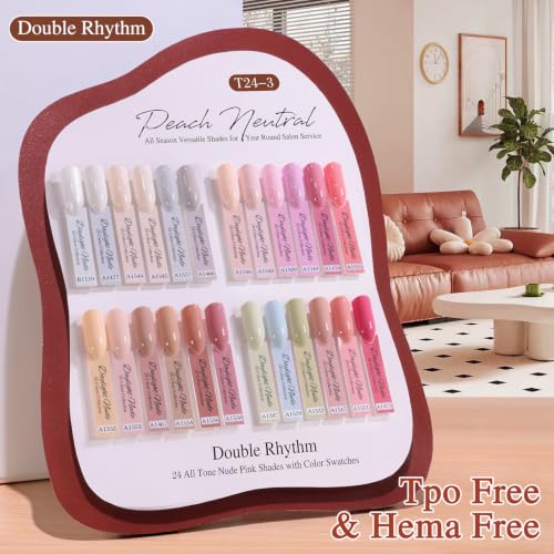 Double Rhythm 28Pcs 0.5Oz Gel Nail Polish Set Same Color Same Bottle Gel Polish Kit Nail Art Manicure Salon DIY at Home for Women (Nude Pink Collection-T24-3) - color: Nude Pink Brown