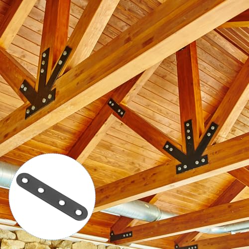 PATIKIL Stainless Steel Flat Mending Plate 3.03 x 0.66 Inch,14 Pieces Flat Straight Brace Brackets Joining Plates Repair Fixing Bracket Connector with Screws, Black - size: 77x16mm