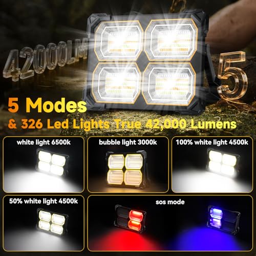 500W 52000LM Solar LED Work Light, 52000mAh Rechargeable, Magnetic IP66 - color: White