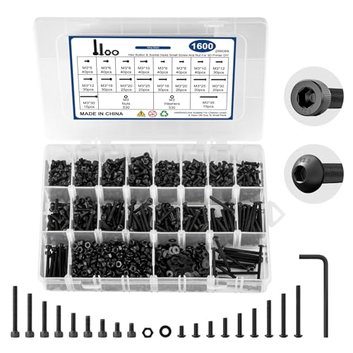 1600PCS M3 Screw Kit, M3 Screws Button Socket Head Screws with M3 Bolts - size: 1600PCS