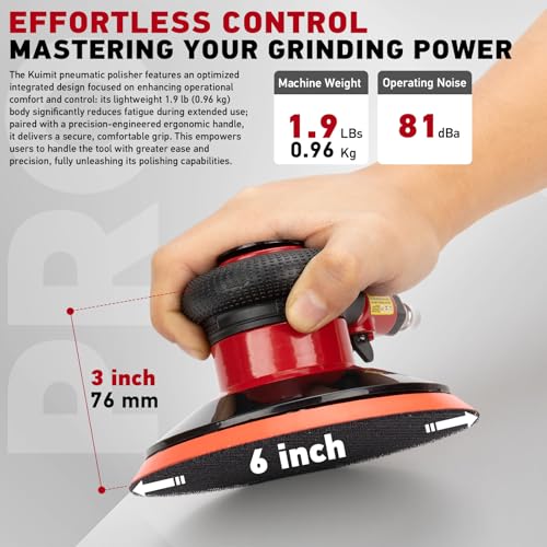 Professional 6" Dual Action Random Orbit Air Sander, Pneumatic Palm Sander, Low Vibration, Heavy Duty - color: Red, size: 6 inch
