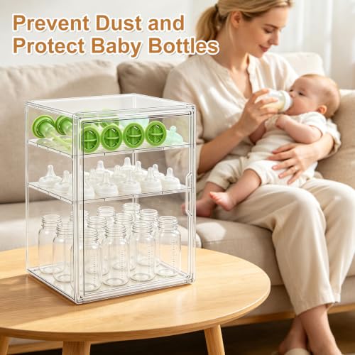 ERTIUANIO Baby Bottle Organizer for Countertop Cabinet Storage - size: Large, style: 3-Tier Single-Door