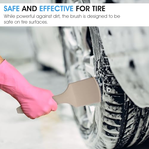 Nanoskin Tire Cleaning Brush Scrubs Sidewalls for Detailers, 8.5" - color: Gray and Beige, size: 8.5"