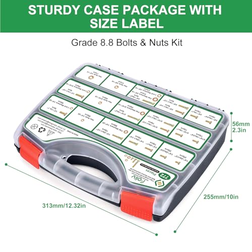 FOLIV 772PCS Grade 8 Bolt Assortment Kit, Heavy Duty Bolts and Nuts Kit, 1/4-20 5/16-18 3/8-16 1/2-13 SAE Sizes Included (Upgraded Package) - style: 772PCS 1/4-20 5/16-18 3/8-16 1/2-13