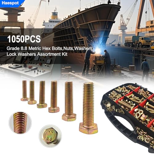 1050PCS High-Strength Bolt and Nut Assortmetn Kit - size: 1050pcs M4 M5 M6 M8