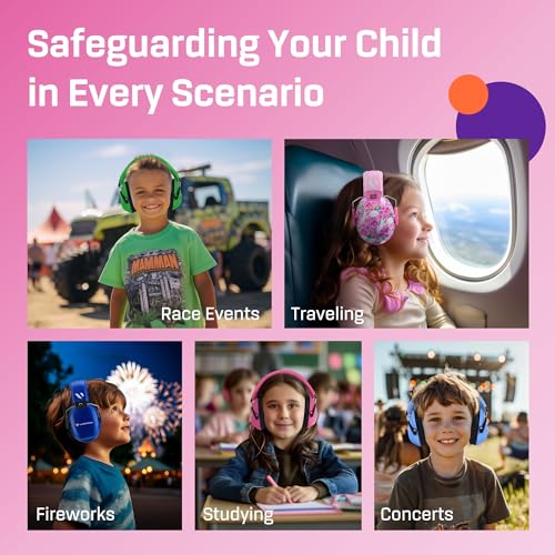 Kids Noise Canceling Headphones - 33 dB (2K Hz) - Ear Protection Earmuffs | Vanderfields' earmuffs protect child's hearing with certified noise-cancellation, soft ear cushions, and adjustable headband - color: Unicorn Fantasy
