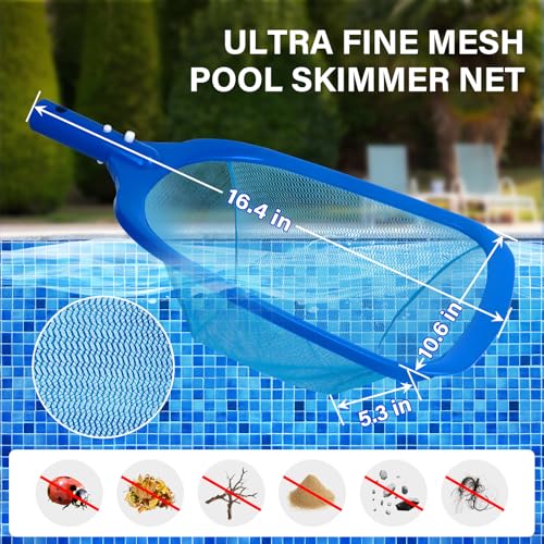 Pool Cleaning Kit 12.5 in Pool Brush Head,Skimmer Net 76.5 in Aluminum Pole