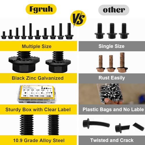 288PCS M6 M8 M10 Flange Bolt Assortment Kit, Length 12/16/20/25/30 mm - size: M6 M8 M10 288pcs