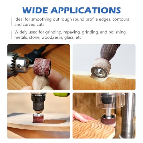 Sanding Drum and Sleeves Set 1-1/2’’,1’’, 1/2’’ with 2 Sandpaper Cleaning Stick - Rubber Eraser, Drill Sanding Kit for Sanding Polishing Multiple Materials Wood Fiberglass Metal, 80, 120 Grit-27PCS - size: Length: 1/2''~1-1/2''(sanding drums & sleeves)