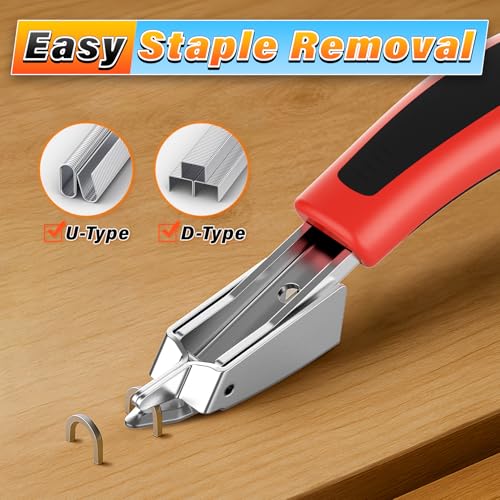DIYSELF 4-in-1 Stapler Heavy Duty, Staple Gun with 4000 Staples and Remover - color: Red
