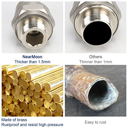 NearMoon Shower Head Swivel Ball Adapter - Solid Brass Shower Connector Ball Joint Adjustable Universal Shower Arm Extension Component (Brushed Nickel) - color: Brushed Nickel
