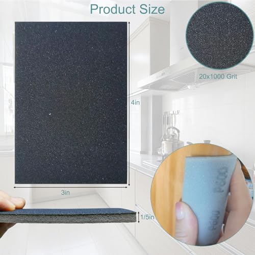 20 PCS 3 x 4 Inch 1000 Grit Sanding Sponge, Fine Sanding Sponges Pads, Soft Foam Hand Sander Block Wet Dry Sandpaper for Model Drywall Metal Wood Furniture Polishing - style: 1000 Grit