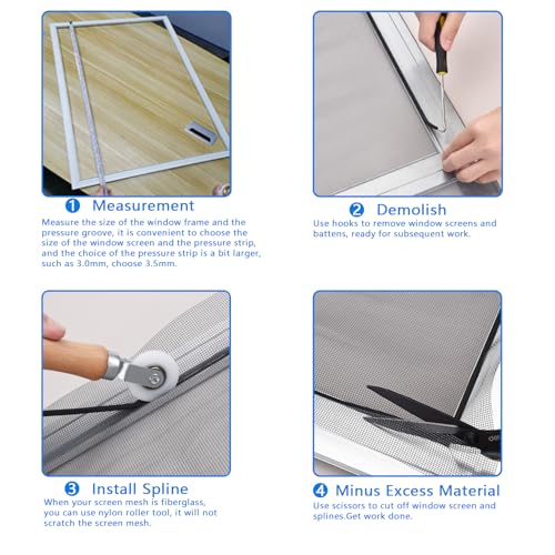 BAYTORY Window Screen Repair Kit, Nylon Roller Tool with Bearing - color: White Roller