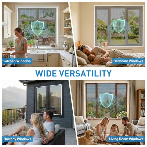 2 Pack White Window Screen Frame Kit with Aluminum Frames Up to 46" X 46" - color: White, size: 46 in X 46 in (2 Pack)