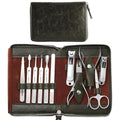 FAMILIFE Stainless Steel Manicure Set 11-in-1 Professional Nail Clipper Kit - color: Dark Green