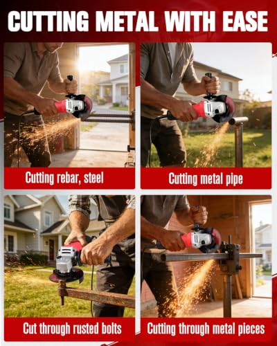 AVID POWER Angle Grinder, 7.5-Amp 4-1/2 inch Electric Grinder Power Tools with Grinding and Cutting Wheels, Flap Disc and Auxiliary Handle for Cutting, Grinding, Polishing and Rust Removal - Red - color: Red