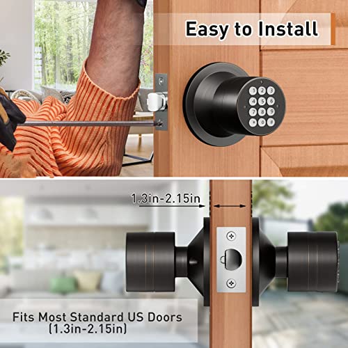 Digital Door Lock with Keypad - Electronic Door Knob for Keyless Entry - Oil Rubbed Bronze, 3 Pack - size: Oil Rubbed Bronze 3Pack