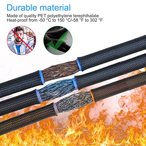 Tatuo 65.6ft Braided Cable Sleeve Expandable Wire Sheathing(Black) - color: Black, size: 65.6 ft