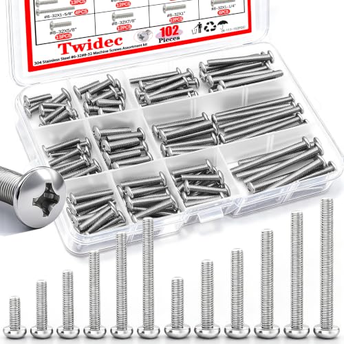 Twidec/102PCS Machine Screw Kit,#6-32#8-32 Phillips Pan Head Extra Long - size: #6-32 #8-32 Assorted Sizes, style: SS Pan Head
