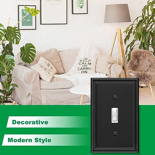4 Pack Black Modern Decorative Wall Plate Single Toggle Light Switch Cover - size: 1 Gang Single Toggle