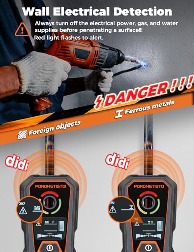 Rechargeable 6 in 1 Stud Finder Wall Scanner POROMETISTO,High Range Measure