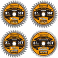 3 Inch Circular Saw Blades 36T TCT(Tungsten Carbide Tipped) & 80T with 3/8 Inch Arbor for Cutting Wood, Plastic, PCV, Acrylic, Aluminum, 4-Pack