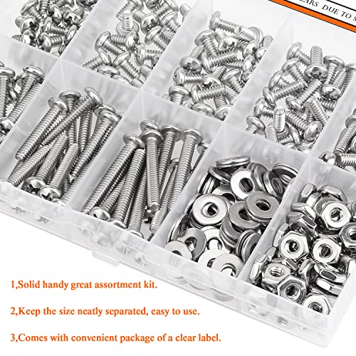 HELIFOUNER 240 Pieces #6-32 Phillips Pan Head Machine Screws Nuts Washers Assortment Kit, Coarse Thread, Fully Machine Threaded, 304 Stainless Steel - size: #6-32, style: Phillips Pan Head