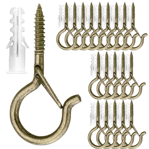 PlusRoc 20 Pack Screw Hooks for Hanging Plants Outdoor Lights(Bronze) - color: Bronze